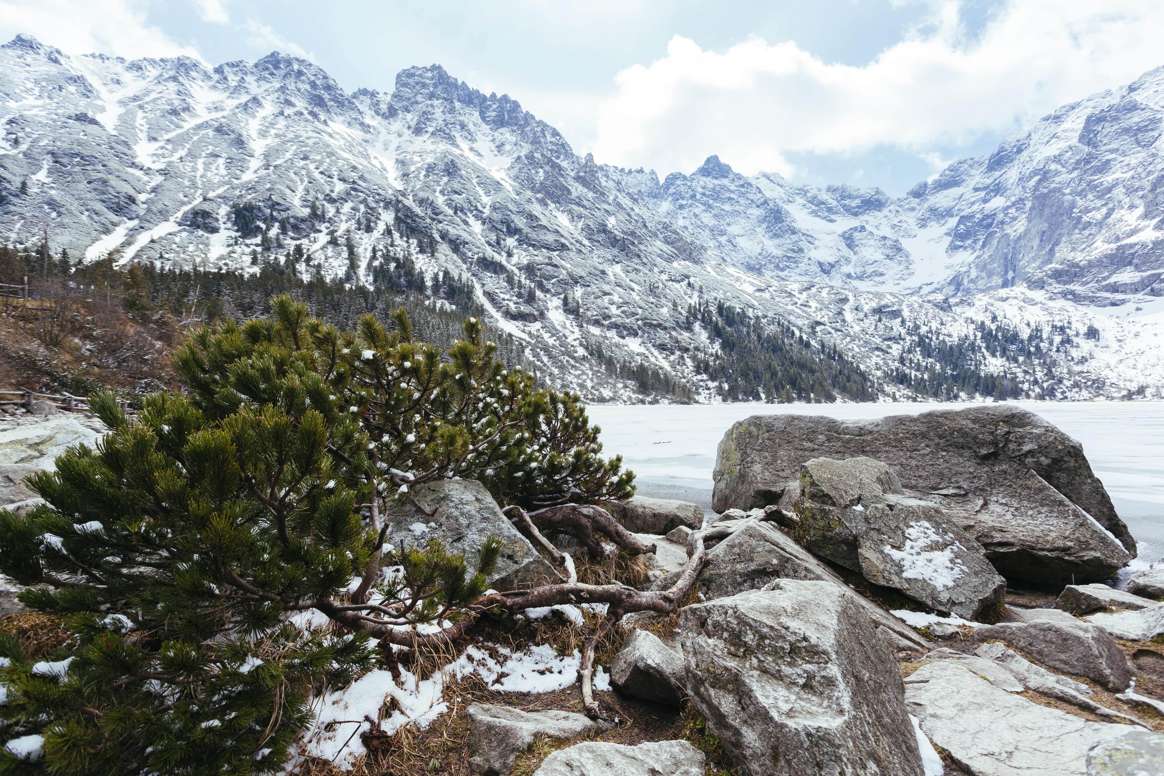 Image for First-person POV of a hiker's boots looking down a remote mountain trail in the Ruby Valley trek, Nepal, overlooking a vast desert-like valley and glacial river.